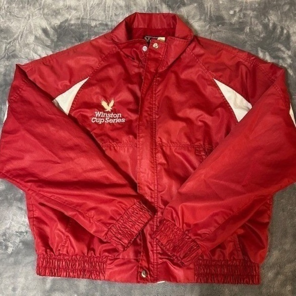 Winston Cup Series Jacket Mens L Red NASCAR Racing Windbreaker Swingster EUC